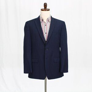 Calvin Klein 42R Navy Solid 2-Button Sport Coat Blazer Jacket P290